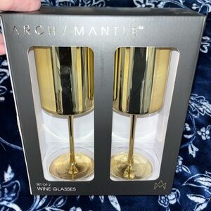NIB! Arch/Mantle Gold Stainless Steel Wine Goblets